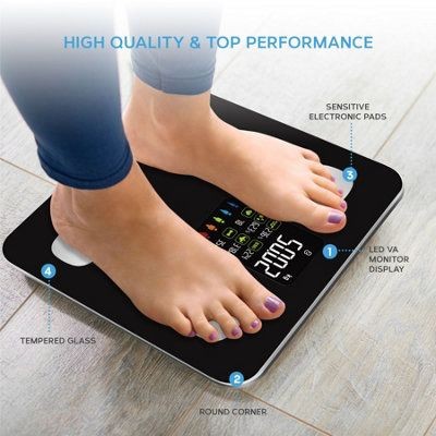 Smart Digital Body Weight Scale 180KG Bluetooth Electronic Weighing Scale with App Sync for Household Use - Accurate Body Fat & BMI Measurement, Bathroom Balance Scale