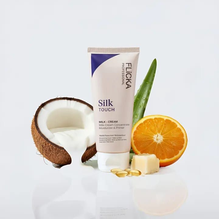 Flicka Silk Touch 3 in 1 Moisturizer Primer for Face 60g | Lightweight Milk Cream Formula | Smooth Makeup Base | Hydrating & Comfortable Wear | All Skin Types | Toxic Free Beauty Product