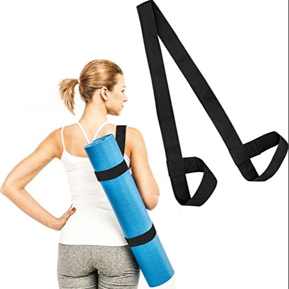 Yoga Mat Carry Strap Black- Conveniently Carry Your Yoga Mat Anywhere with Cotton Yoga Mat Strap - Multipurpose Lightweight Adjustable Loops for all Mat Sizes and Easy to Use Yoga Mat Sling and Holder