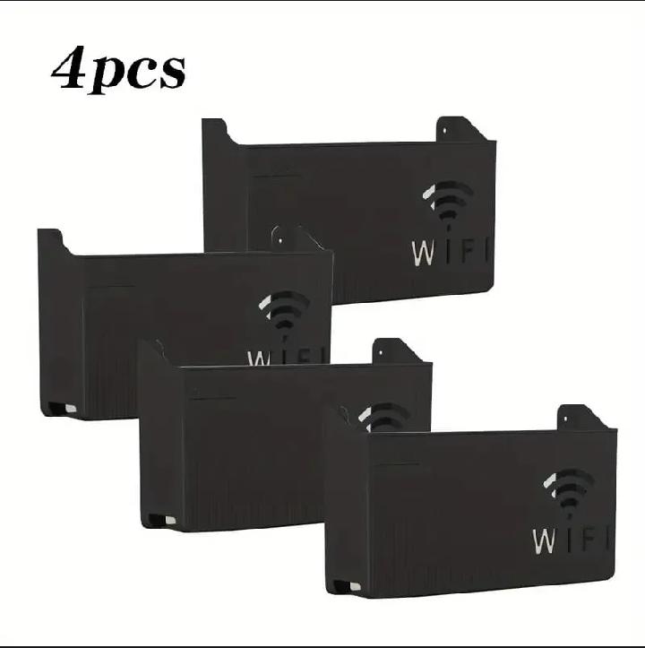 Wireless Wifi Router Shelf, Wall-mounted Cable Power Bracket Organizer, Router Wall Hanging Rack, Game Console Box, Self Adhesive Storage Rack, ABS Cable Organizer Box, Socket Power Cord Storage Shelf, Home Office Wall Organizer Management