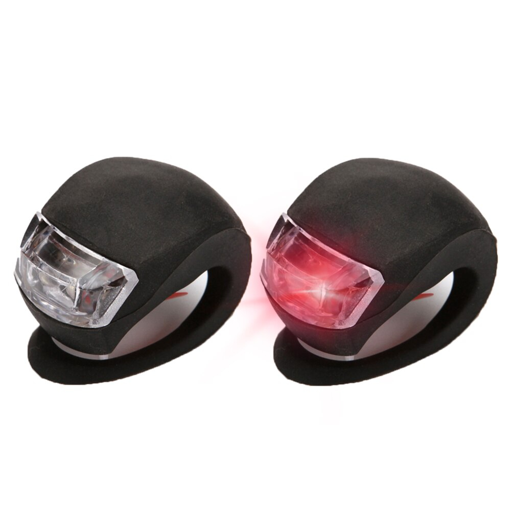 2 Pcs Silicone Bicycle Bike Cycle Safety LED Head Front and Rear Tail Light Set Silicone LED Bike Lights Waterproof Bicycle Head Front Light Cycling Wheel Flash Rear Lamp Night Warning Taillight