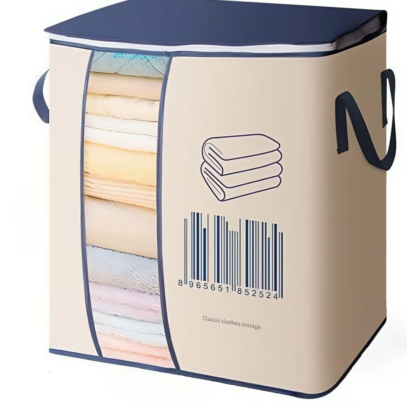Wardrobe Barcode Bag with Barcode Pattern, Double Zipper Quilt Storage, Bedsheet and Blanket Storage Box, Foldable Travel Bag for Women, Handbags, and Luggage