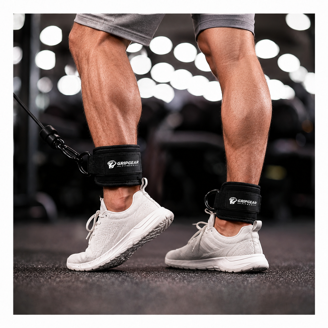 Adjustable Padded Ankle Strap for Gym Cable Machine, Double D Ring Ankle Cuff for Cable Kickbacks, Glute Workout, Leg Exercise, Hip Abduction and Lower Body Training for Men and Women, Soft Neoprene Support, Home Gym Accessory,