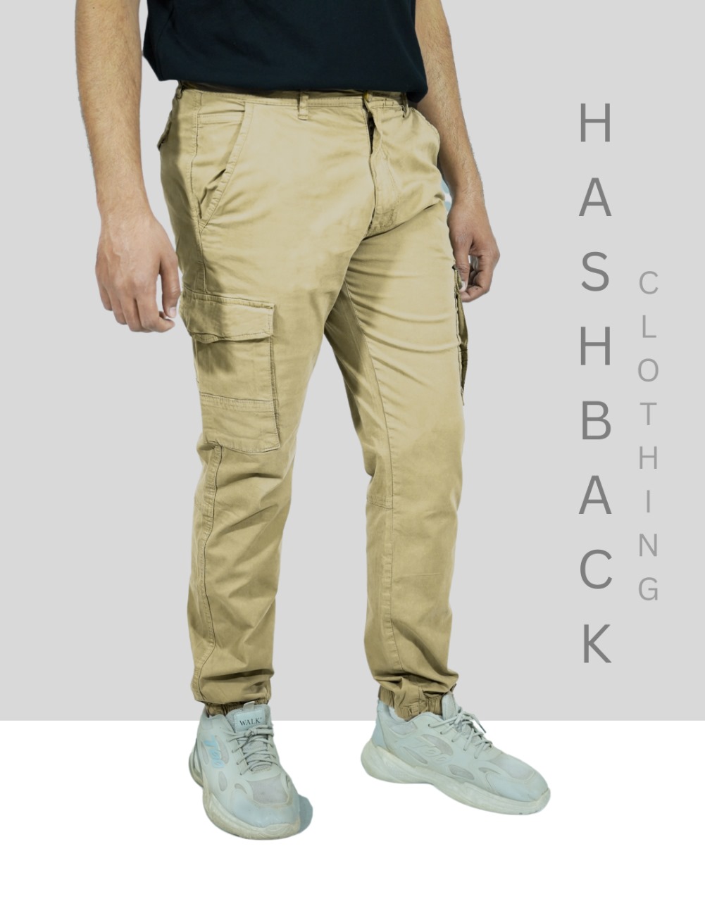 HashBack Men's Cargo Jogger Trousers Multicolor Cotton Summer 6-Pocket Elasticated Bottom Stylish Fit