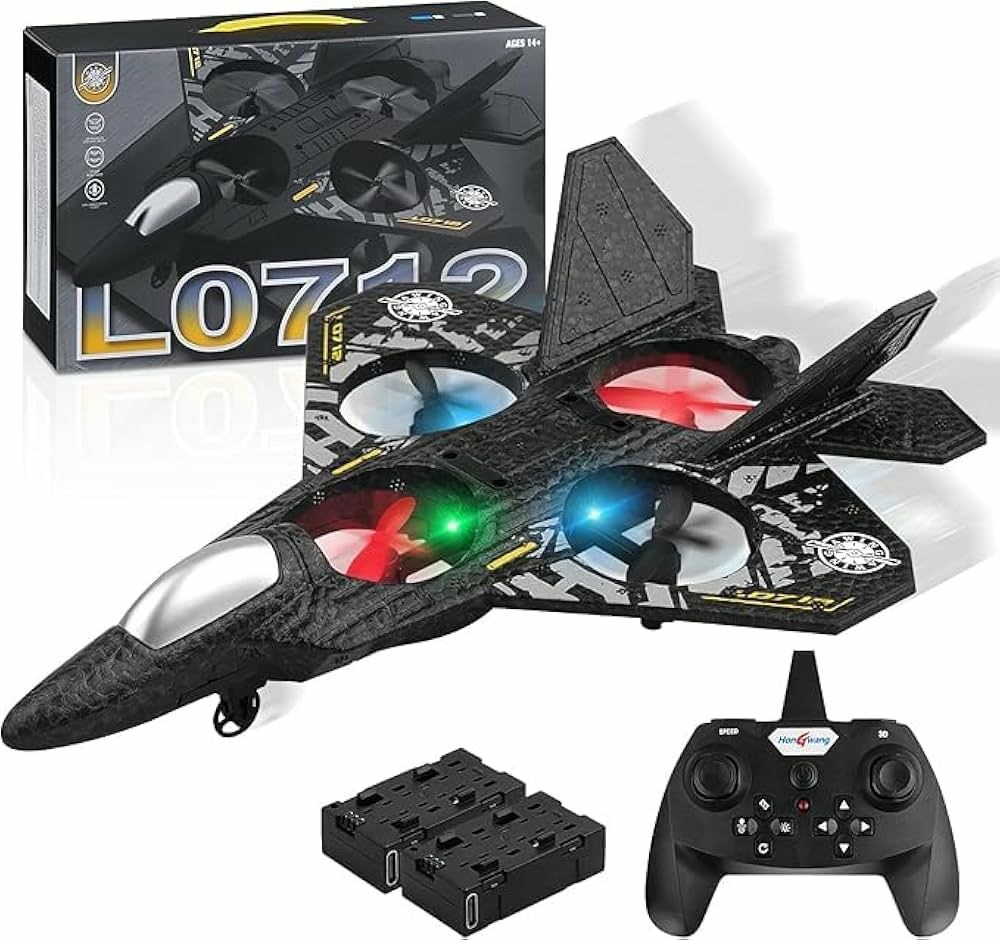 Remote Control Fighter Jet Airplane – 2.4G RC Foam Stunt Plane with LED Light, Durable Flying Toy Drone for Kids’ Entertainment
