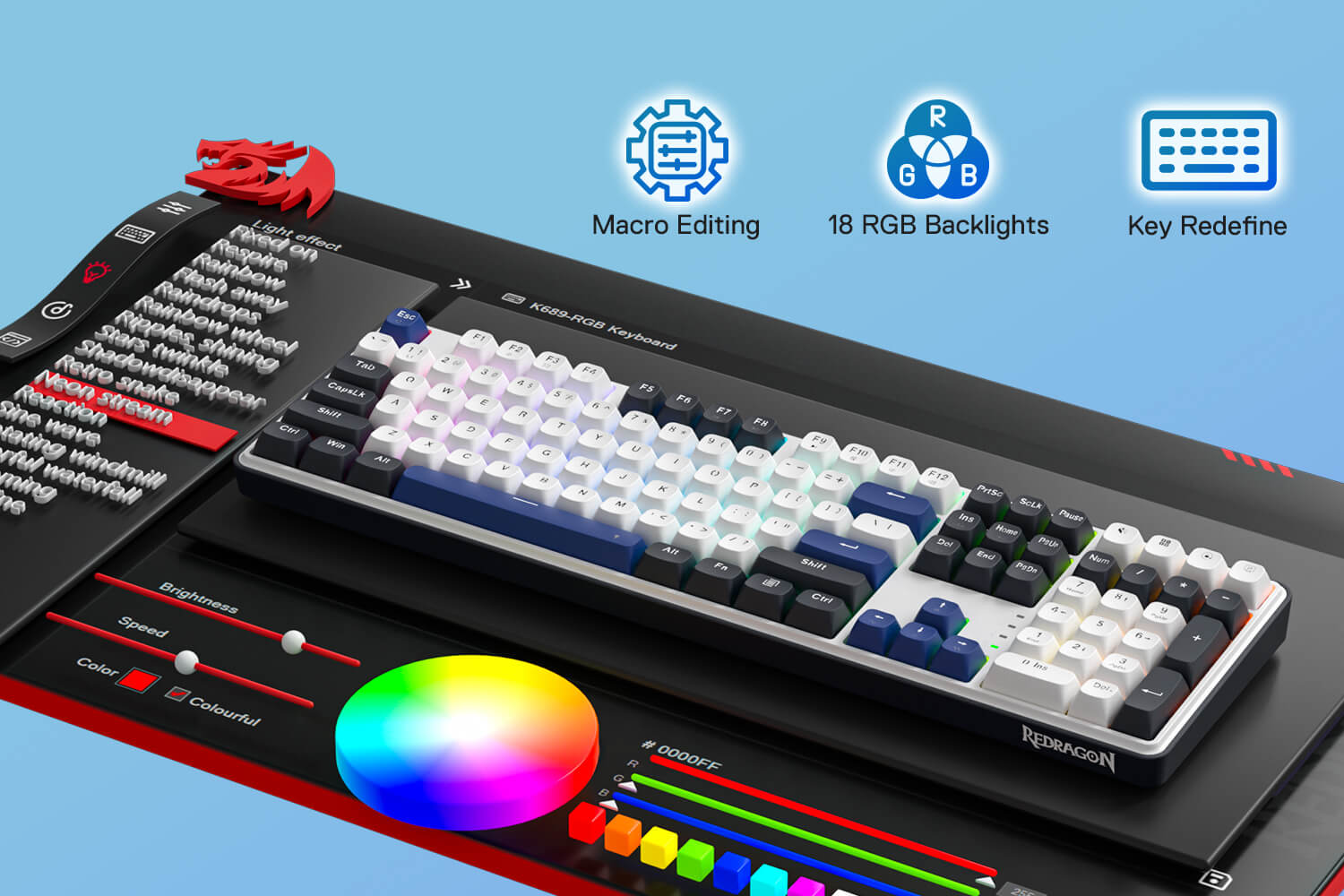 Redragon K689 WYVERN RGB Wired Mechanical Keyboard Full Size Upgraded Hot-swappable Socket Custom Linear Switch 19 c5fe64605c5e872d9c5086aa4542e533