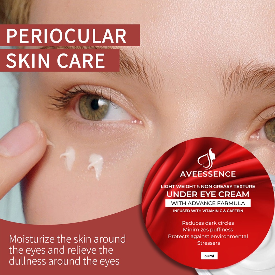AVEESSENCE Under Eye Cream | Lightweight & Non-Greasy Formula | Advanced Skincare with Vitamin C & Caffeine | Reduces Dark Circles, Minimizes Puffiness & Protects Against Environmental Stressors | 30ml