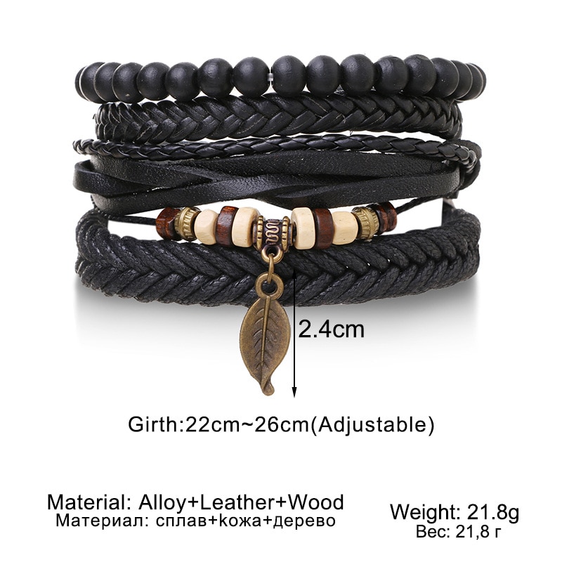 Braided Wrap Leather Bracelets For Men - Vintage, Life Tree