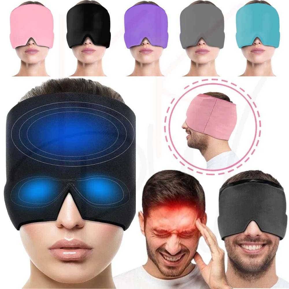 Migraine Relief Hat Headache Hat Gel Hot Cold Therapy Ice Cap For Relieve Pain Sleep Aid & Head Massage Tool Reusable Headache Cap for Men & Women