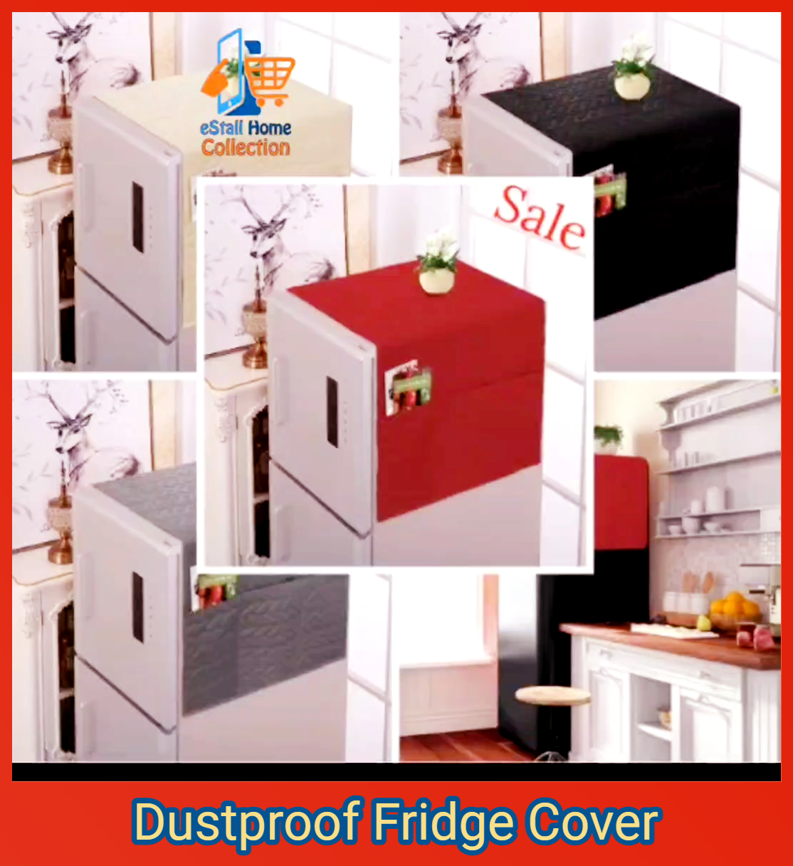 Fridge Dust Cover Refrigerator Dustproof Cover with 6 Pocket Household Freezer Top Hanging Bag Fridge Storage Bag Appliance Protector Organizer Washing Machine Top Cover