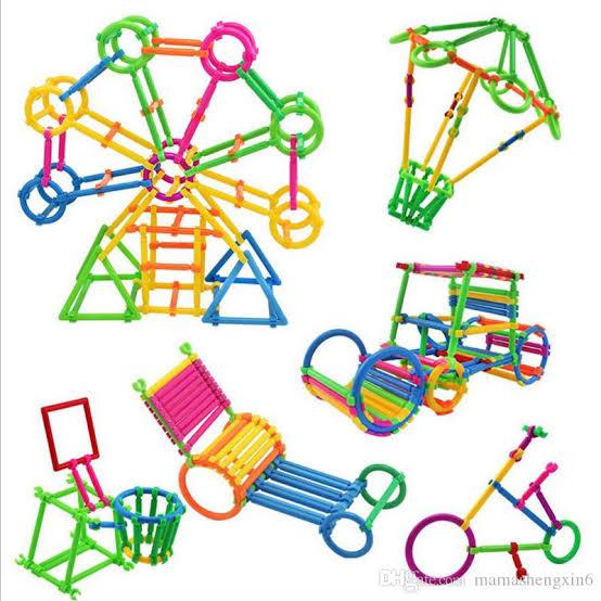 Dream Colorful Activity Sticks Building Blocks Toys for Boys Girls Kids Children Magic Building Kit Colourful Plastic Building Stick Kits, Connector Set