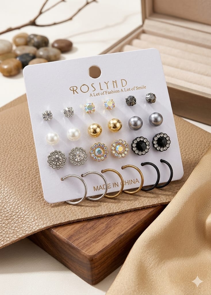 Pack Of 12 - Earrings Tops Fashion Women trendy stylish girls EarringE-5642