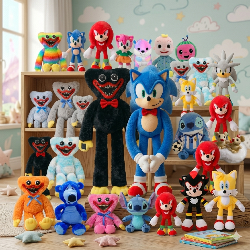 GOODNESS GANG PLUSH SOFT TOY Mega Plush Toys - Sonic the Hedgehog, Huggy Wuggy, Pikachu, Mickey Mouse, Reversible Octupus & Friends - Soft Stuffed Toys for Kids & Collectors - 1 piece price in Pakistan