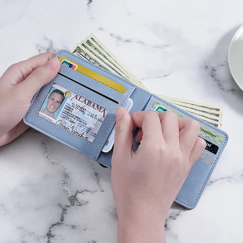 Slim Short Wallet for Men | Minimalist Leather Card Holder with ID Window & Cash Slot