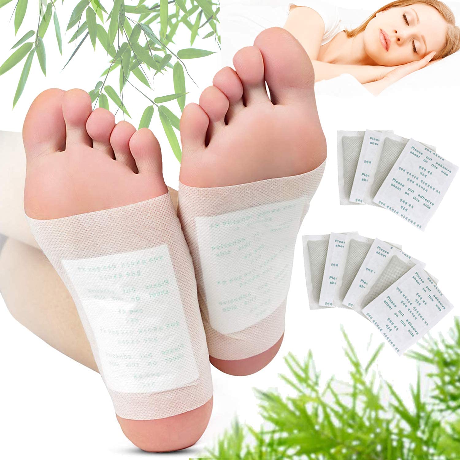 KINOKI Men & Women Natural Cleansing 10 Pcs Organic Weight Loss Detox Foot Patches Medicine Unwanted Toxins Remover Fatigue Leg Shaper Adhesive Pads for Foot Care, Sleeping
