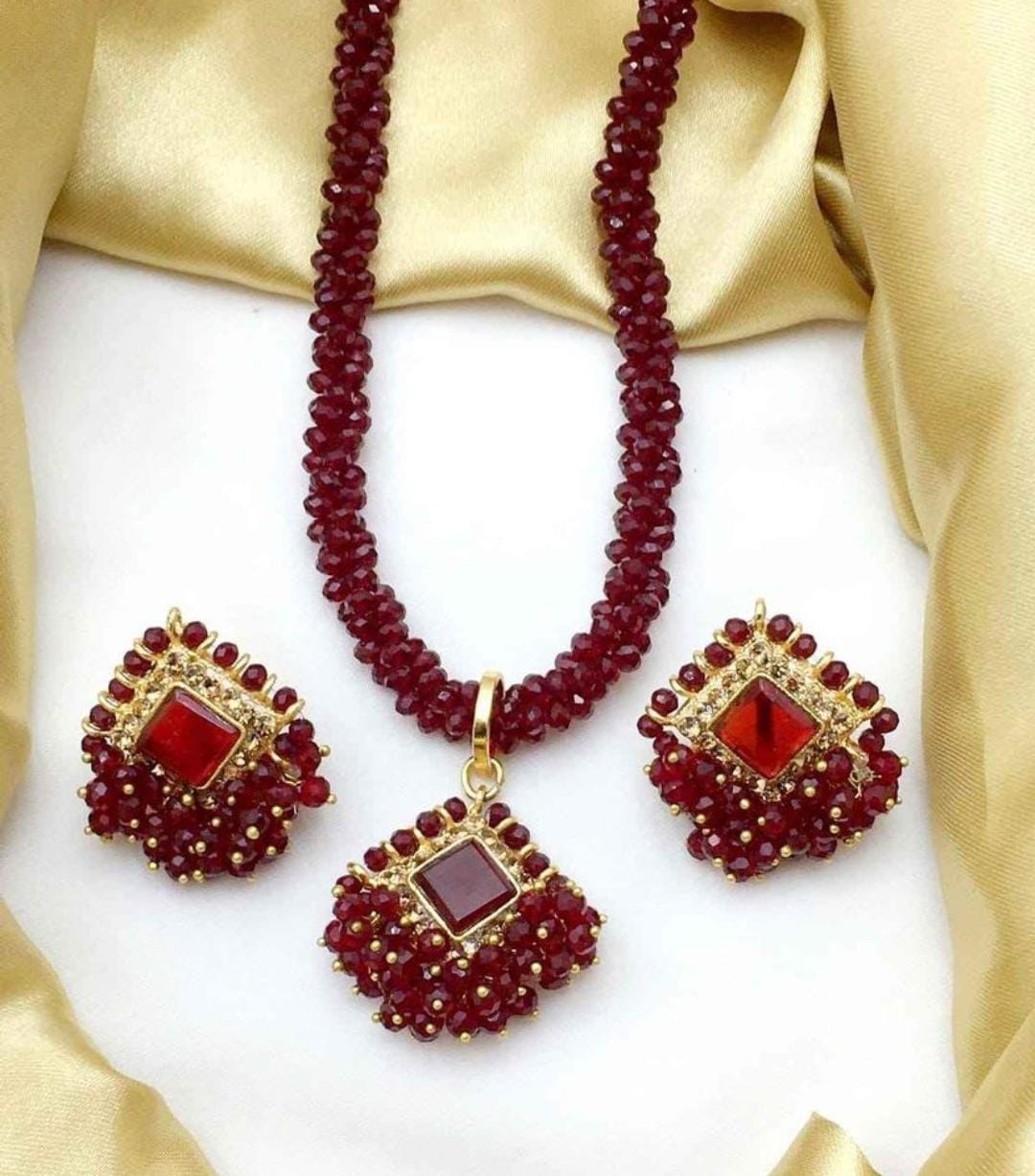 necklace for ladies jewellery crystal Moti Mala locket set | Daraz.pk