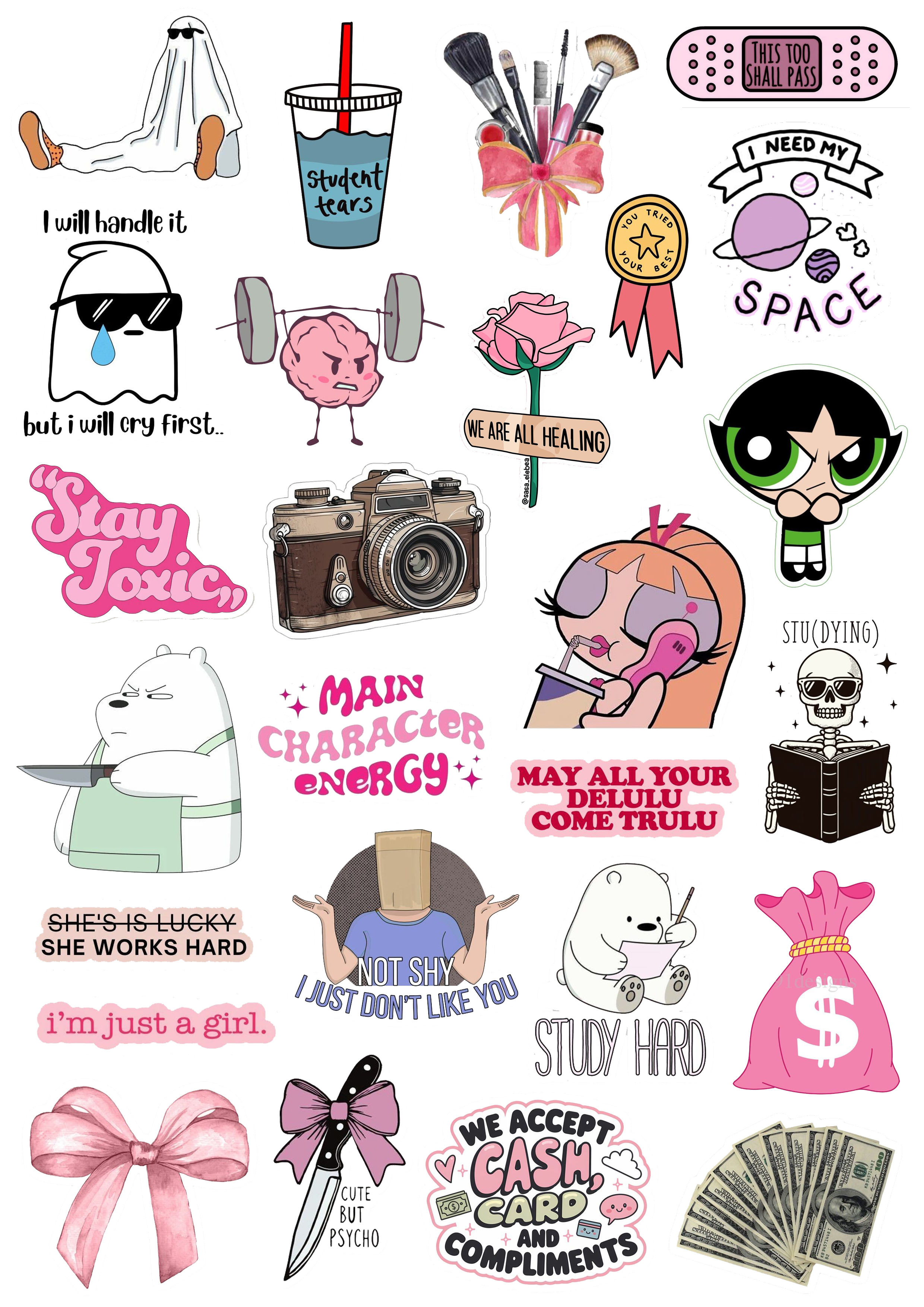 Pink Aesthetic stickers  Cute motivational stickers   26 Pieces of Study motivation stickers  For  Decoration Journals Scrapbooks Laptop Mobile  Dairies And Gifts  Best Quality 2 inch Adhesive Girls Vibes