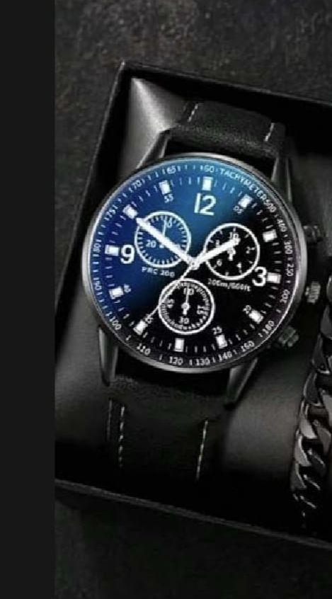 Fully Black Mega Deal Men's Gift Fashion Sport Wedding Watch Deal Men Sport Watches Top Class High Quality Wrist Pack Of 5 Watch Black Color Deal Stainless steel Luxury Italian Cuban Link Bracelet For Men/Boys
