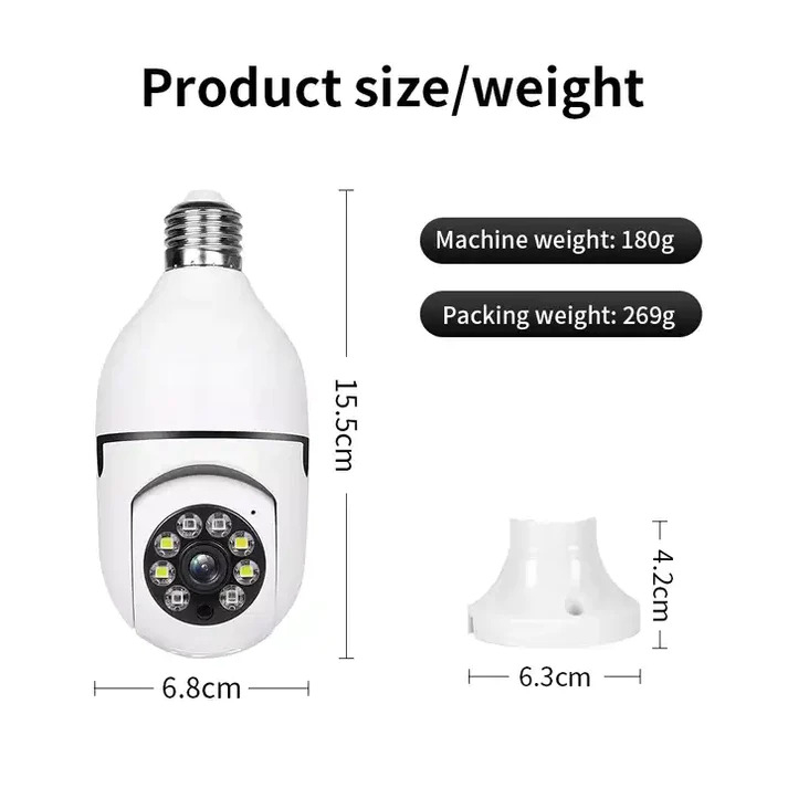 360° Wireless WiFi HD Security Camera | Smart Bulb CCTV Camera with Night Vision & Motion Detection | Weatherproof for Home & Outdoor Use
