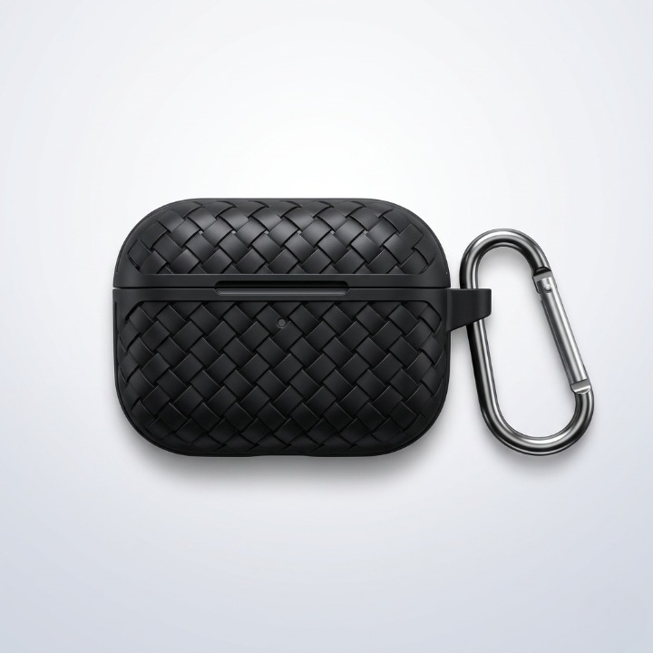 Luxury Woven Pattern Silicone Case for AirPods Pro / Pro 2 – Protective Cover with Keychain Hook