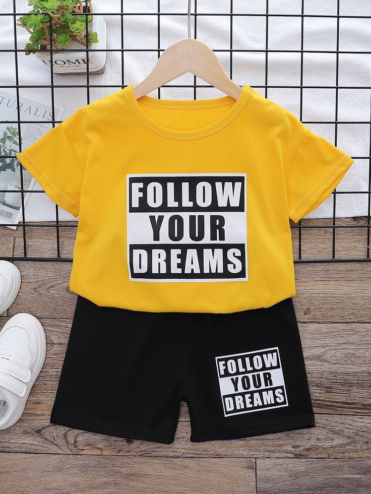 T-Shirts And Short Pants For Baby Girls  & Boys Round Neck Short Sleeves Tee Top's Clothes Sets Dresses Outfit Fajar Stock