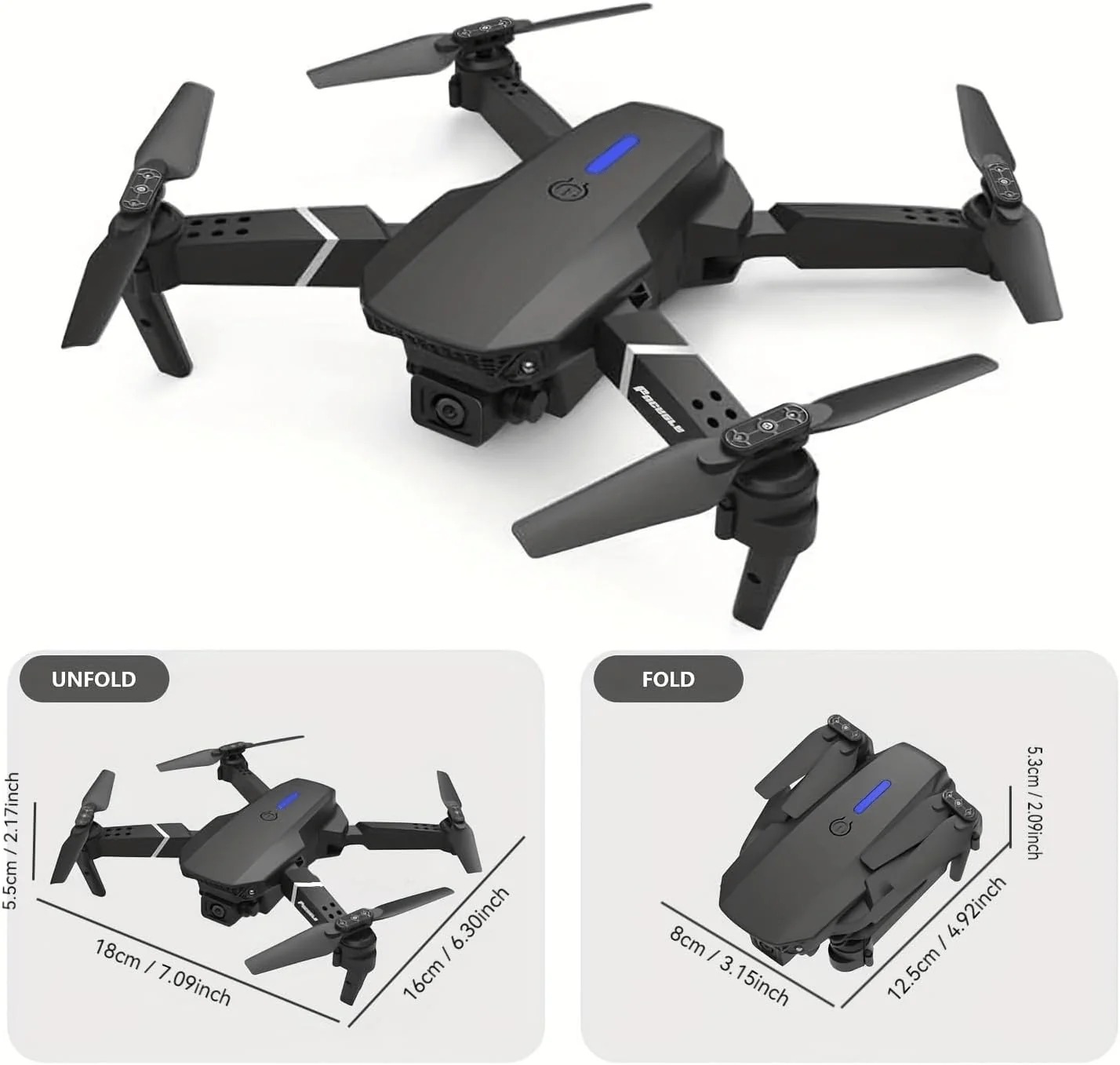 Drone S8 Pro Toy with Dual Camera Foldable RC Quadcopter with HD Camera,  S8 Pro Drone Remote Control & Accessories