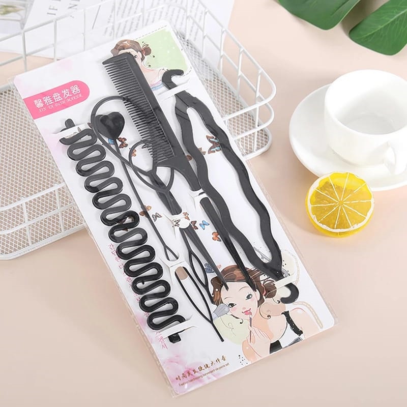 6PCS Hair Braiding & Ponytail Styling Tool Set – Zig Zag Ponytail Makers, DIY Hair Braids Tools, Professional Hair Styling Accessories for Women & Girls