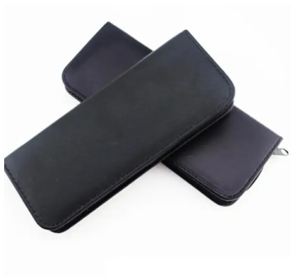 (Black), Professional PU Leather Scissors Bag Kit Set Zipper Portable 5 Pcs Storage Capacity Pouch Box / 5-Slot Hairdressing Tool Organizer – Black PU Leather Barber Case for Salon or Home Use