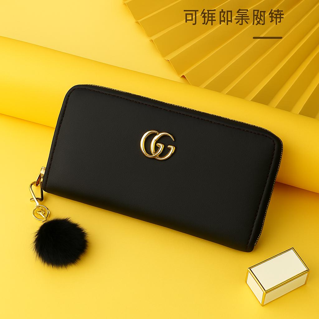 Premium Women’s Fashion Wallet – Multi-Color PU Leather Long Purse with Zipper & Charm