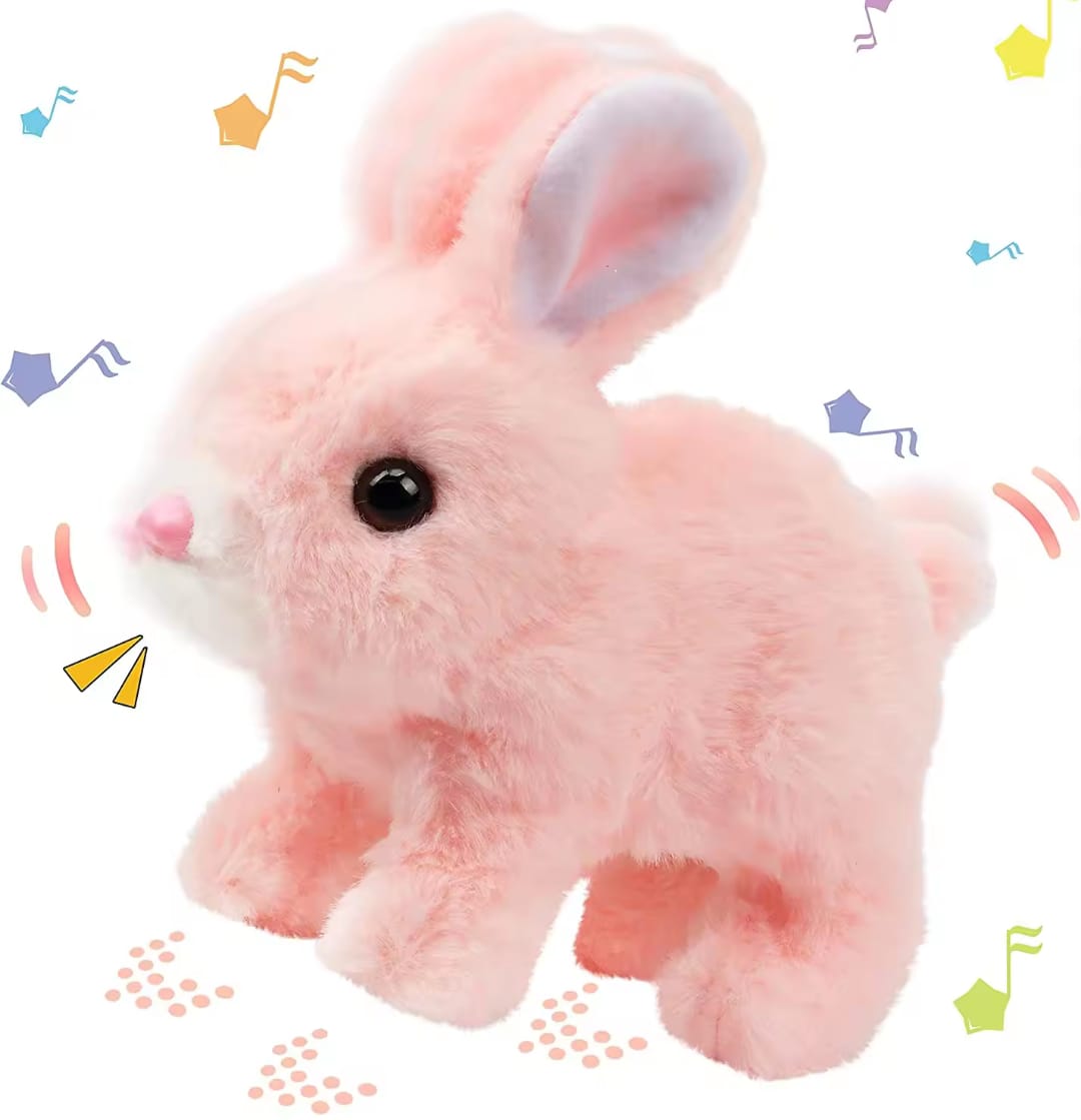 RC rabbit  Rabbit Toy for kids crawling rabbit for small kids rabit toy Electric Plush Rabbit Toy Walking Jumping Squeaking Tail Wagging Stuffed Bunny Doll Interactive Plush Toy For Kid Gift - walk and music in 3 diferent colours