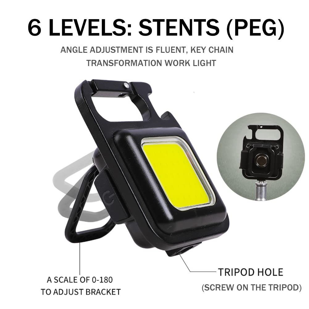 COB Small Flashlight, Keychain Work Light, USB Rechargeable, Mini LED Handheld t, 3 Light Modes Portable Pocket Light for Gift, Camping Emergency Fishing, Aluminum.Random color
