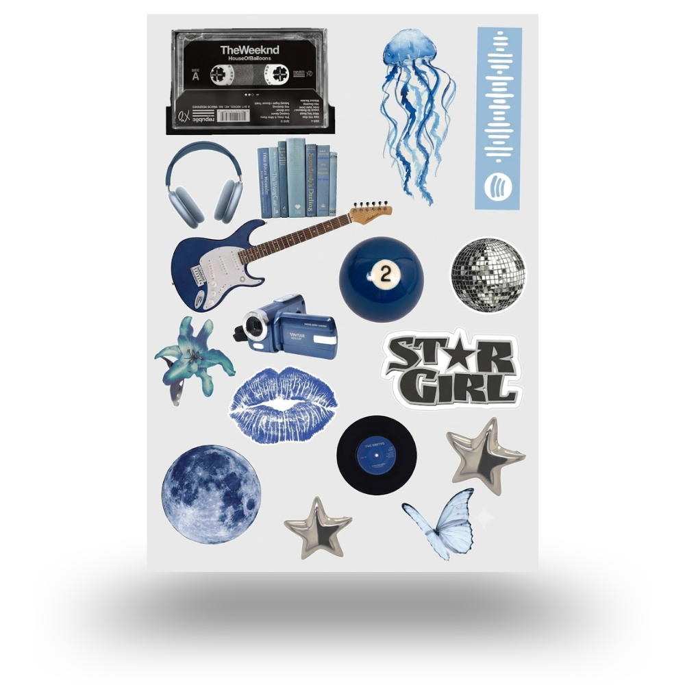 Star Girl Sticker Sheet | Journal Aesthetic Stickers - Uncut and A6 Sized (10x15cm) Art for Laptops, Journals, and More - Express Yourself Creatively for Girls and Boys