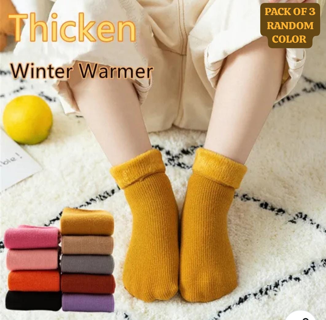 3 Pairs Winter Warm Kids Thicken Thermal Wool Cashmere Snow Socks Seamless Velvet Boots Floor Sleeping Socks For Children