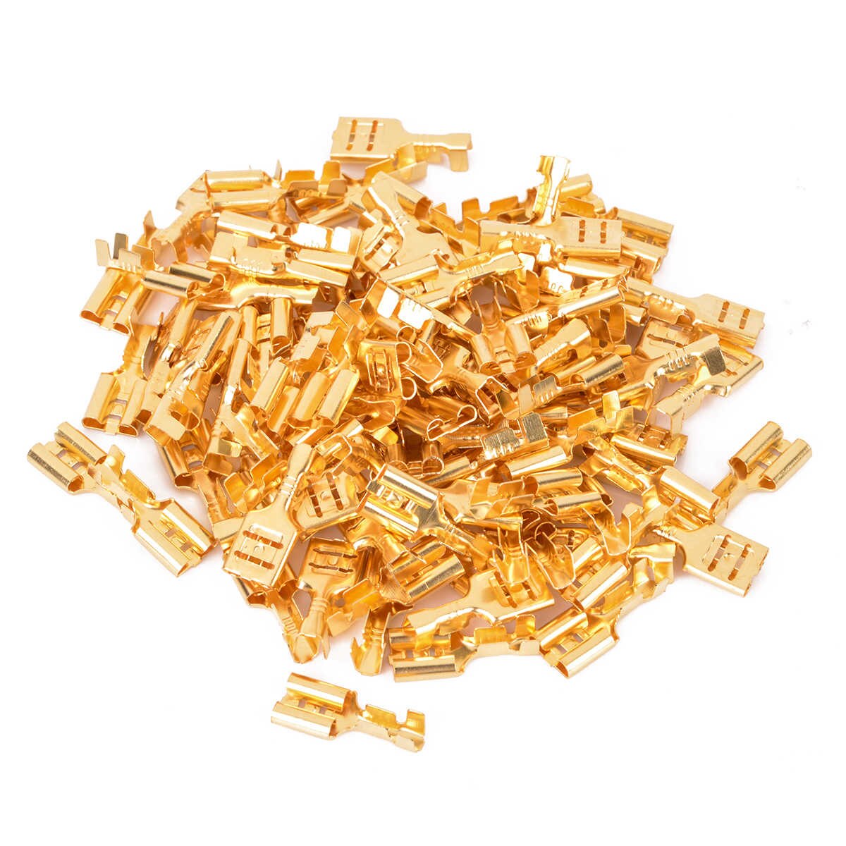 20pcs Spade Terminal Connector Gold Tone Brass Female Spade Terminal Connector Electric Wire Connector 6.3mm Car Boat
