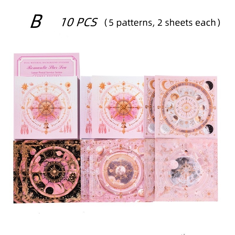 Panda Online 10PCS Lunar Mail Series Background Stickers Journal Diary