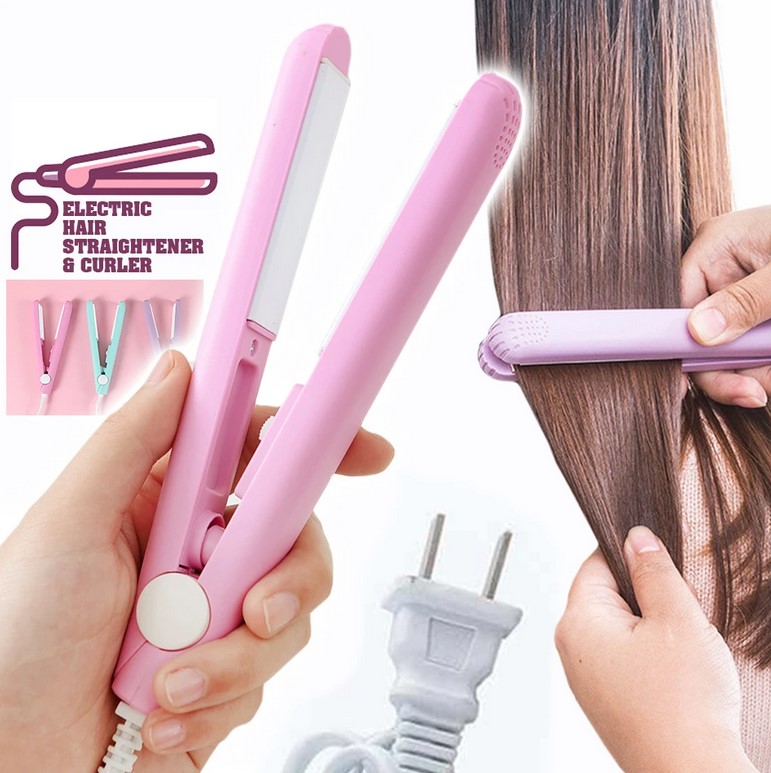 Travel hair outlet straightener and curler