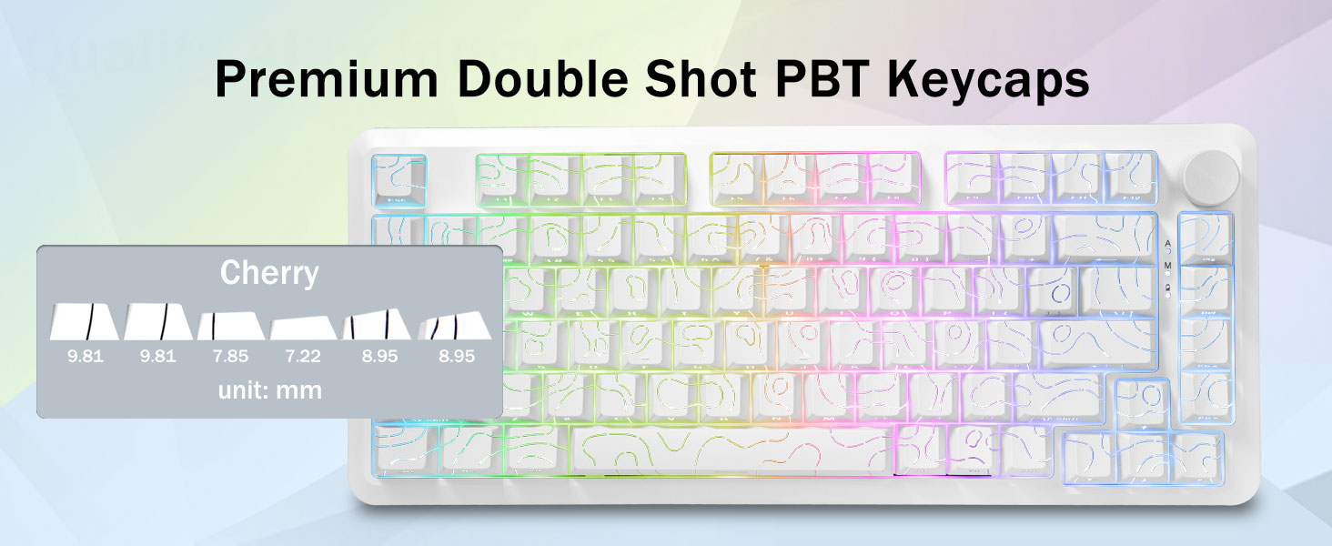 E-YOOSO Z-82 Tri-Mode Wireless 75% Gaming RGB Mechanical Keyboard Hot Swappable with Five-Layer Padding & Knob, Bluetooth/2.4GHz/USB-C, White 20 c6bbdcea23105c4eb649ece6f74ca328