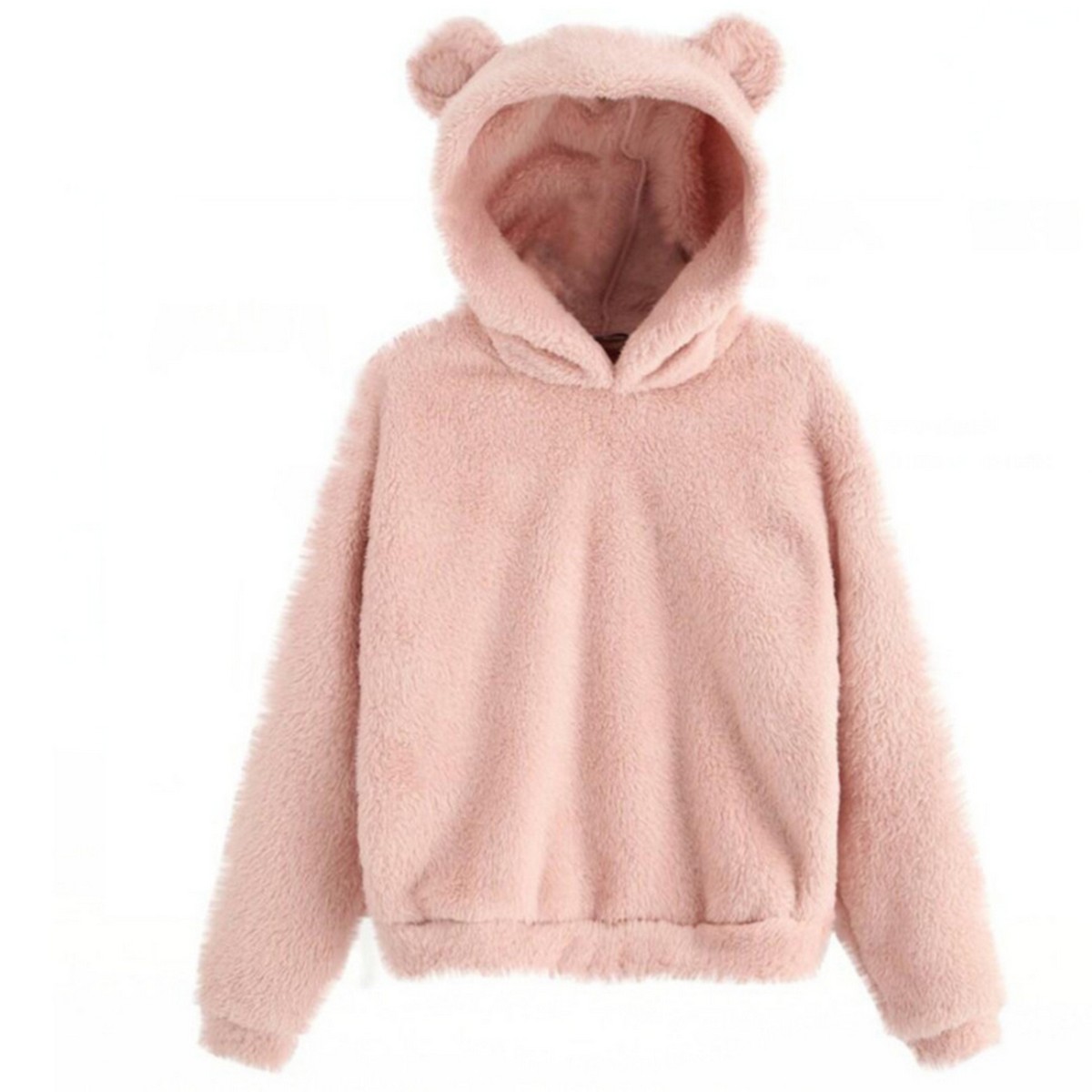 Women Double Fleece Hoodies Fluffy Cute Rabbit Ears Hooded Long Sleevepullover Sweater Sweet Lovely Plush Warm Coat color Daraz.pk