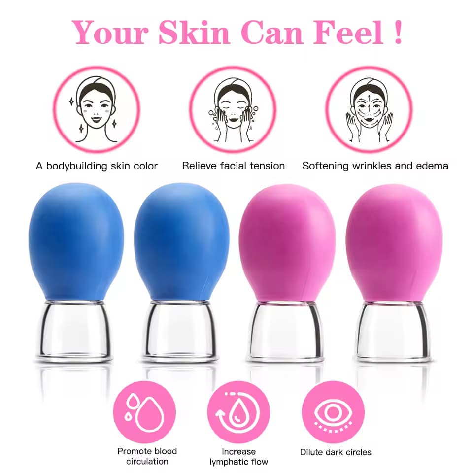 Silicone Face Massager Cupping Massage Cup For Body Face Neck Eye Massager Facial Care Vacuum Eye Skin Face Lifting Facial Cups Anti Wrinkle Cupping Therapy Beauty Tool
