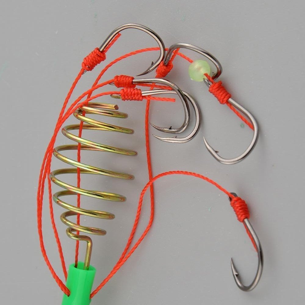 4pcs High Carbon Fishing Hooks Carp Feeder Proof Hanging  Hook Tool Spring Anti-winding  Hook