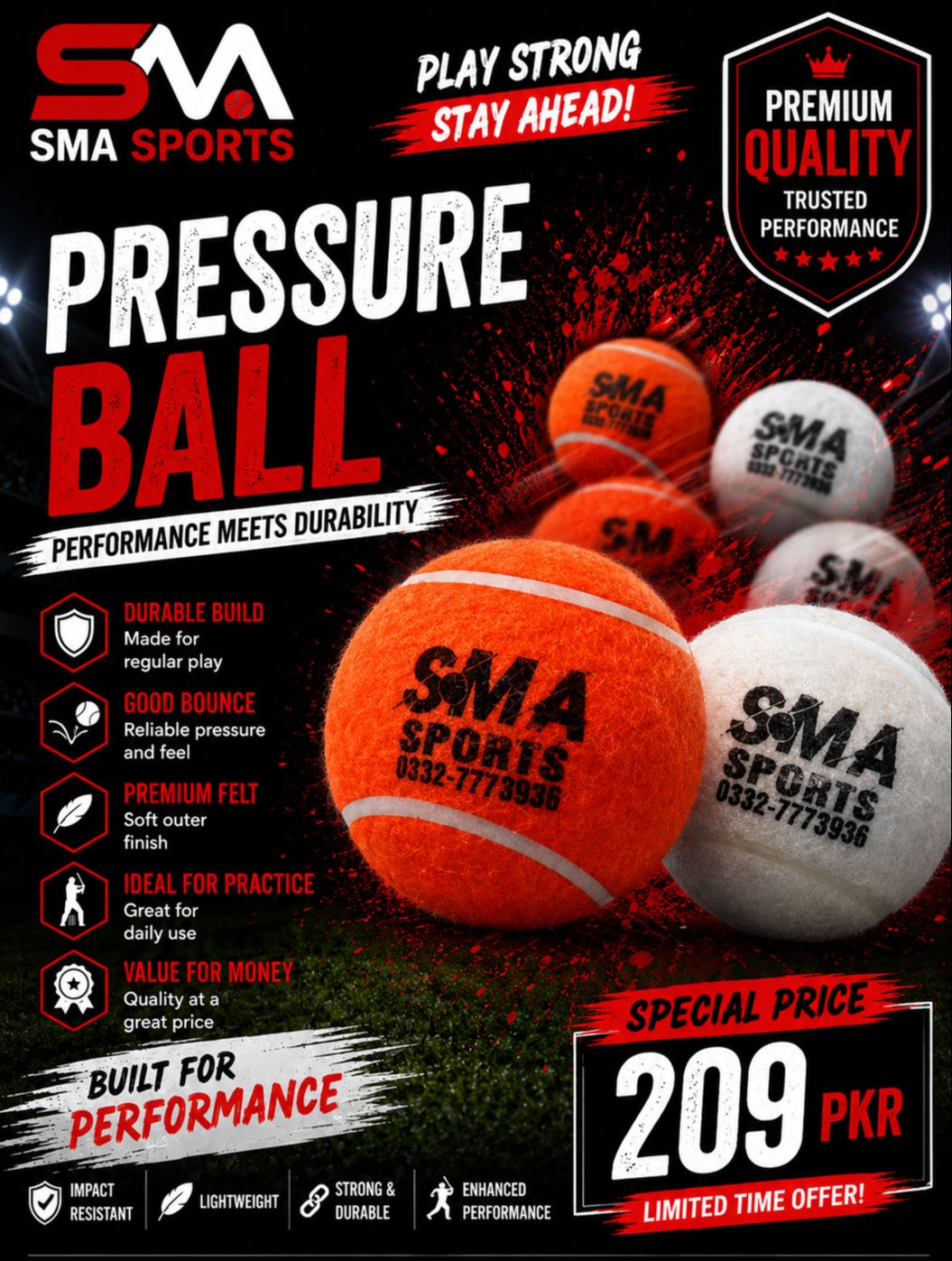 SMA Sports Double Pressure Ball – Durable, Long-Lasting, Guaranteed Replacement – Wholesale Rate