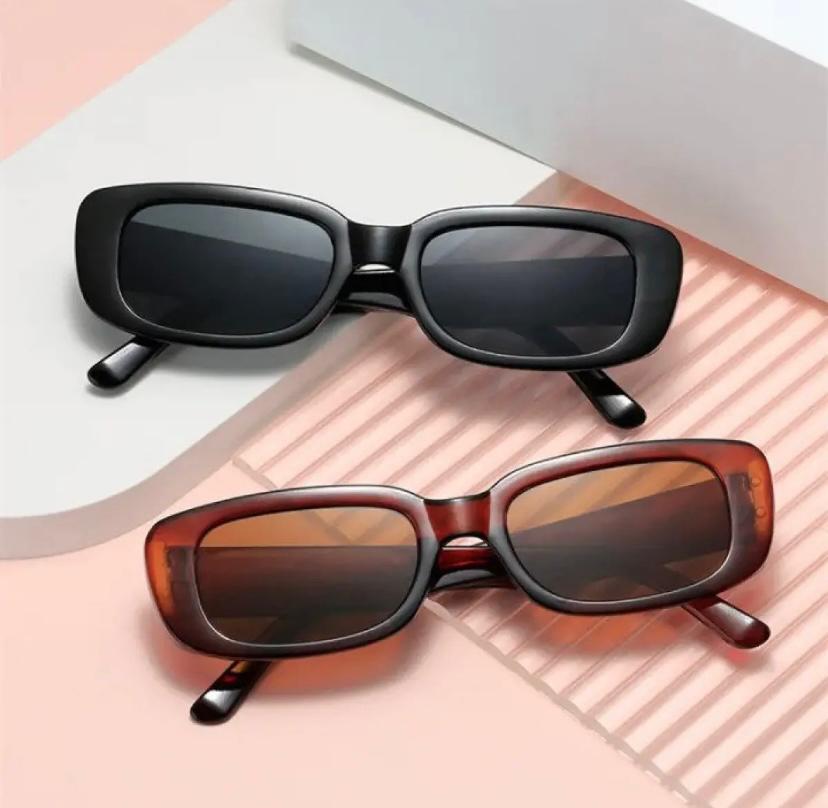 Full Black Vintage Rectangle Sunglasses for Women - Retro Driving Glasses Square Frame Travel Fishing Hiking Eyewear For Girls & Boys