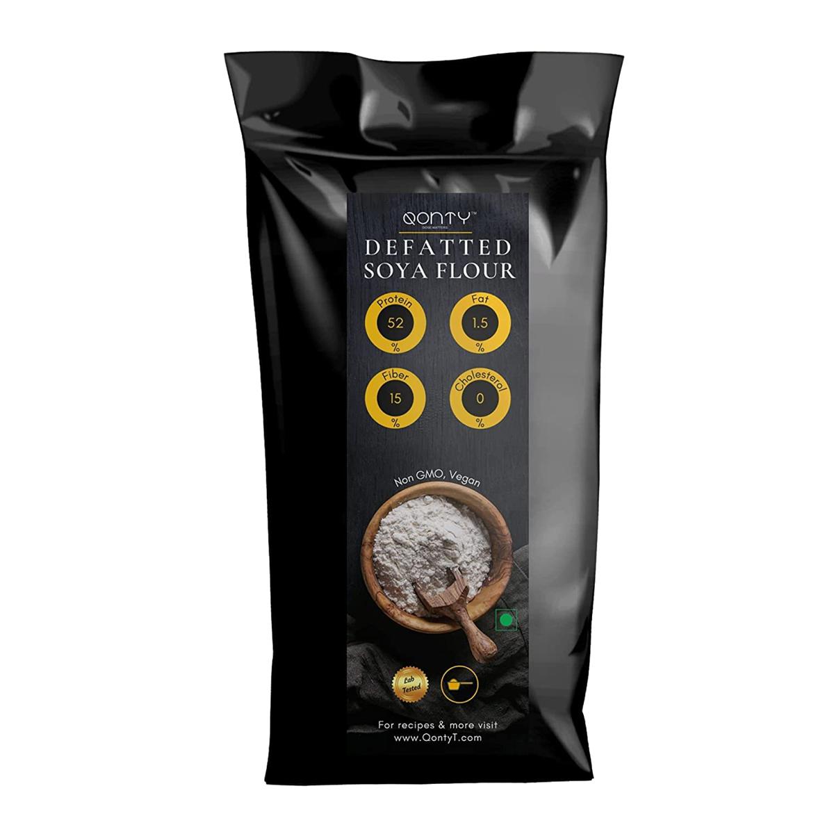 Qonty Defatted Soya Flour | 52% Protein, 1.5% Fat | 8 gm Protein Per Roti | No Preservatives | Gluten Free | Rich in Micro Nutrients (1 Kg)