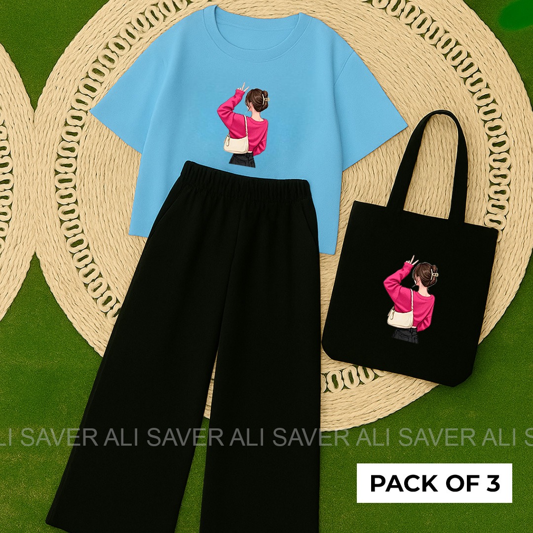 Comfortable Crop Top and Flapper Trouser Combo for Women and Girls