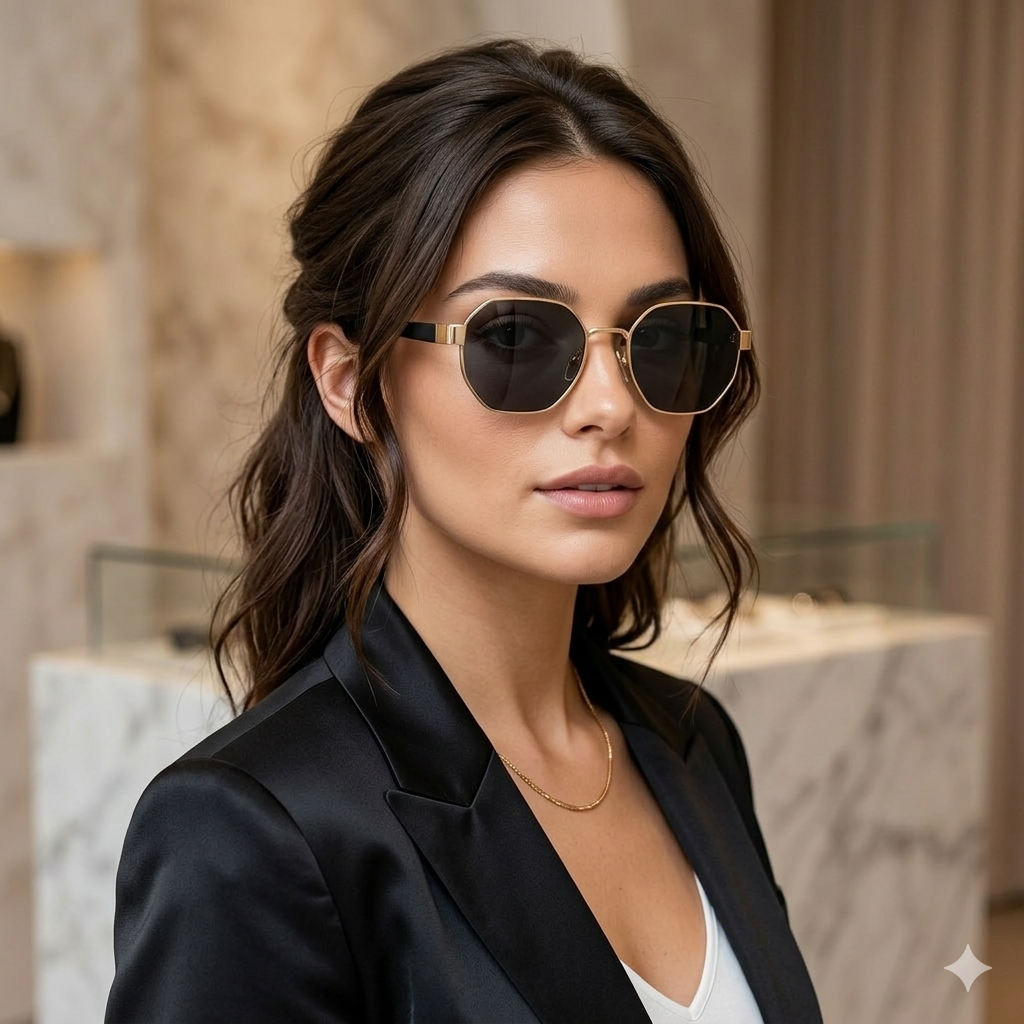Bestwear.pk 2025 Trendy Minimalist Retro Metal Octagonal Frame Glasses for Girls & Boys - Polygon Gradient Mirror Sunscreen Sunglasses for Women & Men - Sqaure Frame Shades for Girls