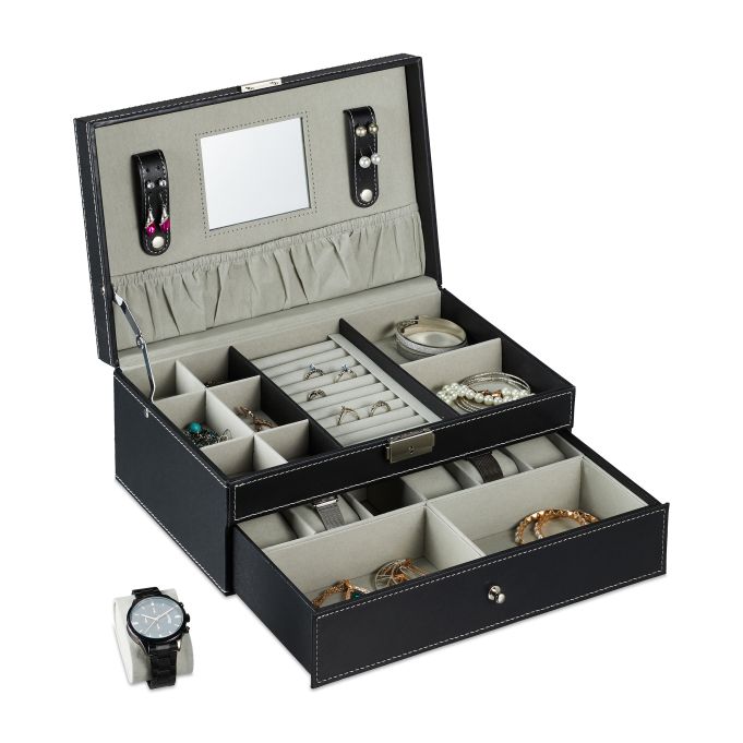 Watch Box Organizer for Men PU Leather Storage Case Classic and Luxury Style Black/Brown 6/8/10/12 Grid
