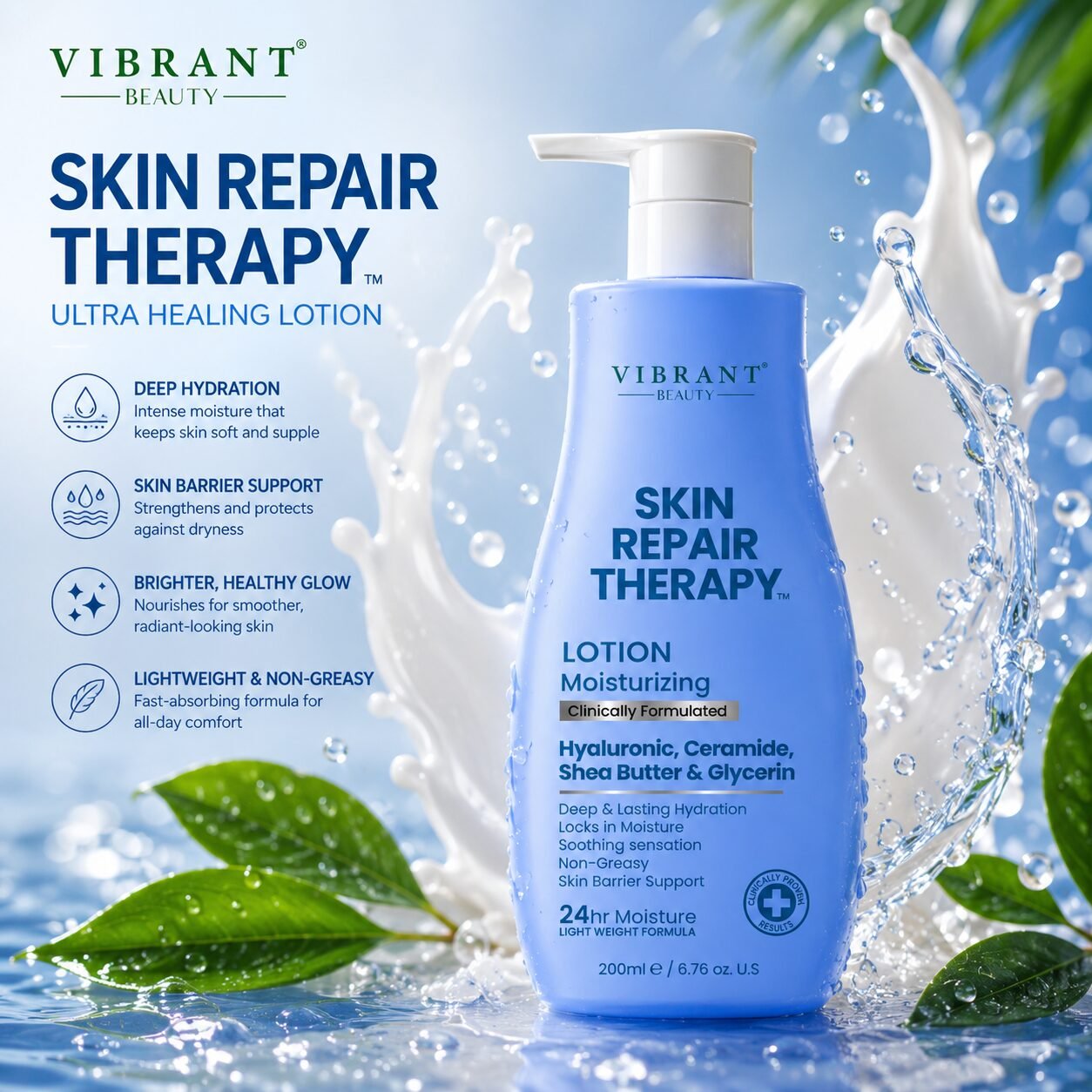 Vibrant Beauty Skin Repair Therapy Moisturizing Lotion | Moisturising Skin Care | 200ml