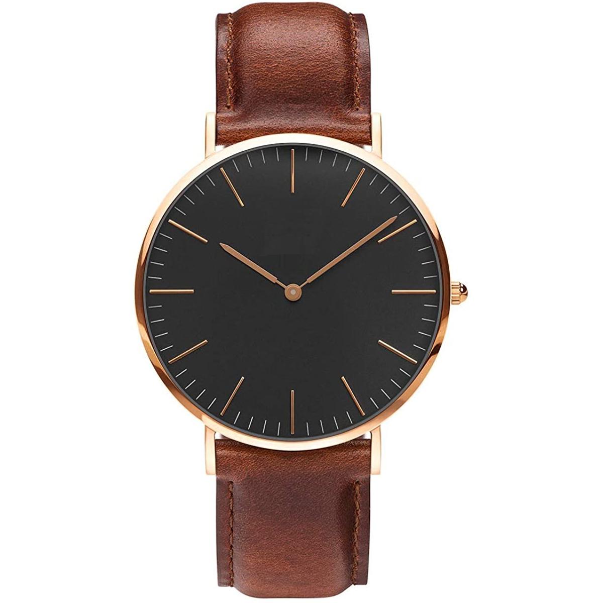 Brown Leather Smart Analog Watch For Men()