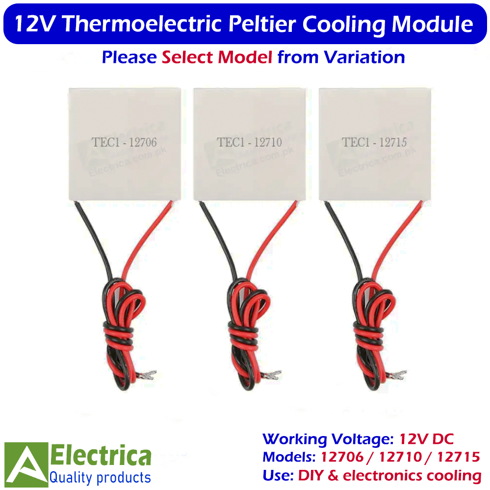 TEC1-12706 12710 12715 Peltier Module Thermoelectric Cooler 12V Cooling Plate for DIY Cooling Projects by Electrica