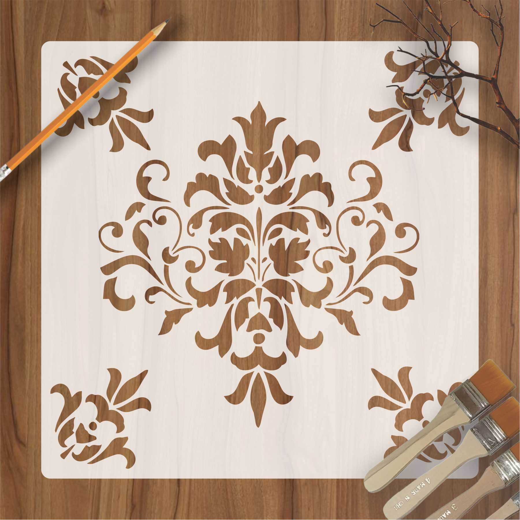 Damask Wall Stencil – Vintage Royal Patterns for Elegant Rooms ID#152